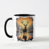 Eland in herfst bos meer reflectie mok (Links)