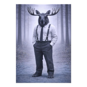 Eland in Klassieke Bretels – Stille Bosportret Foto Afdruk