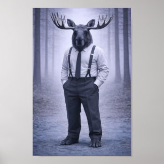 Eland in Klassieke Bretels – Stille Bosportret Poster