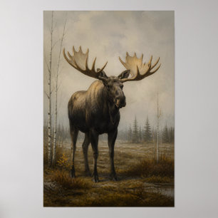 Eland in nevelige boslandschap wandkunst voor dier poster