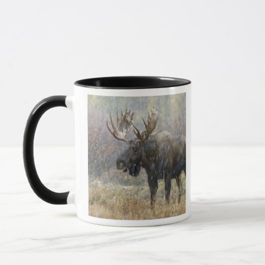 Eland in sneeuwstorm met espbomen mok (Links)