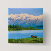 Eland in Wonder Lake Vierkante Button 5,1 Cm (Voorkant)