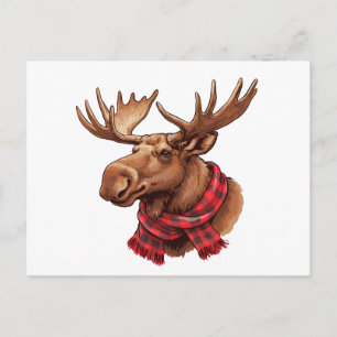 Eland Kerst Buffalo Plaid Sjaal Houthakker Feestdagenkaart