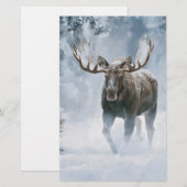 Eland loopt door boreale sneeuw briefpapier (Voorkant / Achterkant)