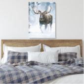 Eland loopt door boreale sneeuw canvas afdruk (Insitu (Slaapkamer))