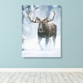 Eland loopt door boreale sneeuw canvas afdruk (Insitu (Houten vloer))