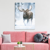 Eland loopt door boreale sneeuw canvas afdruk (Insitu (Woonkamer))