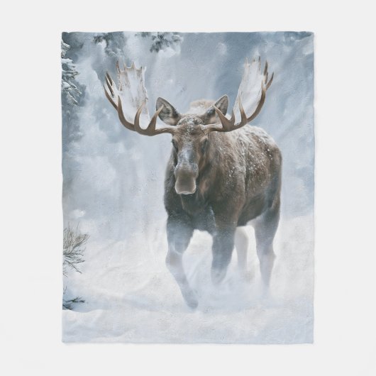 Eland loopt door boreale sneeuw fleece deken (Voorkant)