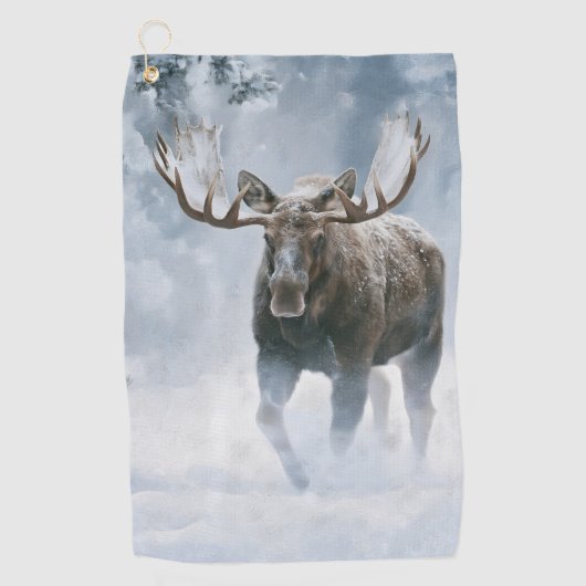Eland loopt door boreale sneeuw golfhanddoek (Voorkant)