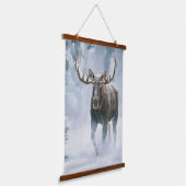 Eland loopt door boreale sneeuw hangend wandkleed (Gebogen)