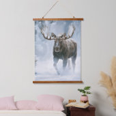 Eland loopt door boreale sneeuw hangend wandkleed (Slaapkamer)