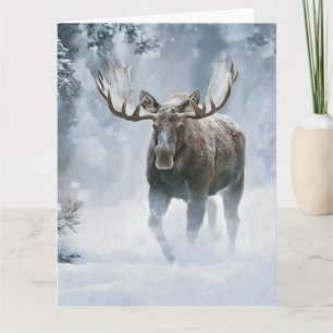 Eland loopt door boreale sneeuw kaart
