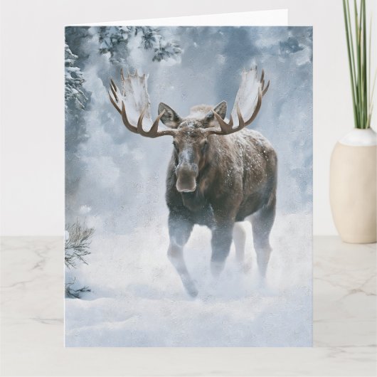 Eland loopt door boreale sneeuw kaart (Voorkant)