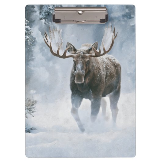 Eland loopt door boreale sneeuw klembord (Voorkant)