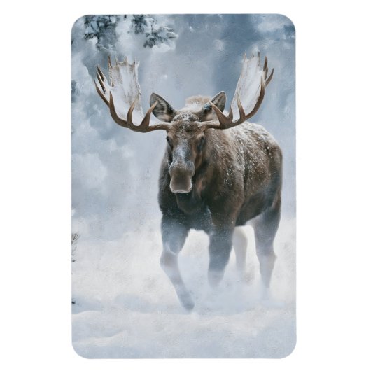 Eland loopt door boreale sneeuw magneet (Verticaal)