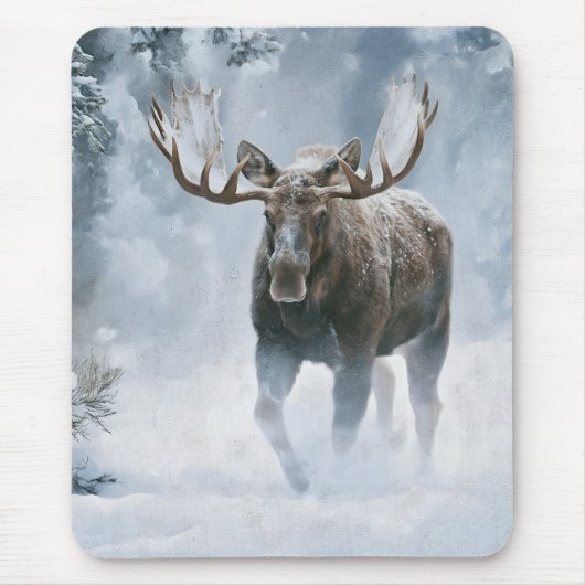 Eland loopt door boreale sneeuw muismat (Voorkant)