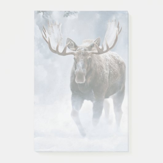 Eland loopt door boreale sneeuw post-it® notes (Voorkant)