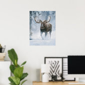 Eland loopt door boreale sneeuw poster (Thuiskantoor)