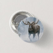 Eland loopt door boreale sneeuw ronde button 3,2 cm (Voorkant /achterkant)