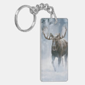 Eland loopt door boreale sneeuw sleutelhanger (Voorkant Links)