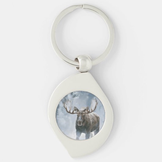 Eland loopt door boreale sneeuw sleutelhanger (Voorkant)
