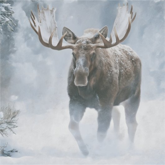 Eland loopt door boreale sneeuw sticker (Voorkant)