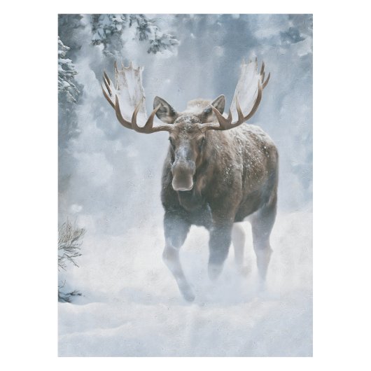 Eland loopt door boreale sneeuw tafelkleed (Voorkant)