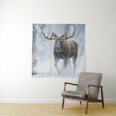 Eland loopt door boreale sneeuw wandkleed (In situ)