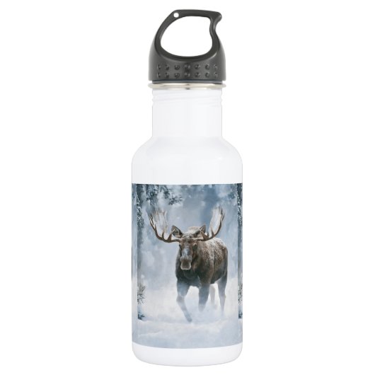 Eland loopt door boreale sneeuw waterfles (Voorkant)
