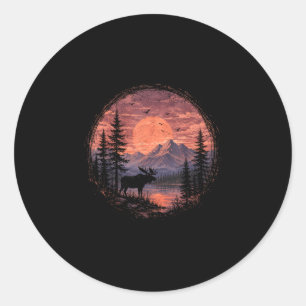 Eland maan meer berg bos wildernis ronde sticker