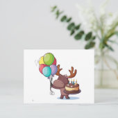 Eland met ballon en cake briefkaart (Staand voorkant)
