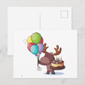 Eland met ballon en cake briefkaart (Voorkant / Achterkant)
