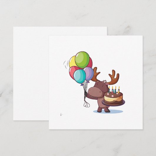 Eland met ballon en taart kaart (Voorkant / Achterkant)