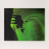 Eland met groene Aurora Borealis, Alaska Legpuzzel (Horizontaal)