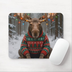 Eland met lelijke kersttrui muismat