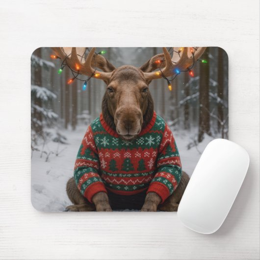 Eland met lelijke kersttrui muismat (Met muis)