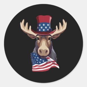 Eland Met Patriottische Vlag Van De Vs Amerikaanse Ronde Sticker
