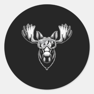 Eland met skibril skiën snowboarden winter ronde sticker