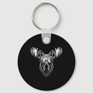 Eland met skibril skiën snowboarden winter sleutelhanger