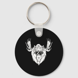 Eland Met Snowboard Skibril Winter Sporten Sleutelhanger