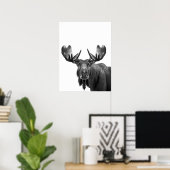 Eland Modern Portret zwart wit Poster (Thuiskantoor)