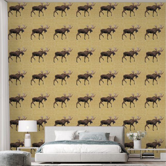 Eland op oud papier behang (Slaapkamer)