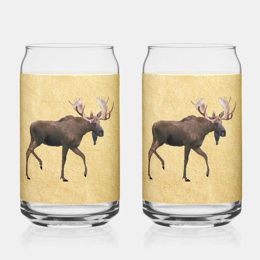 Eland op oud papier blikvorm glas (Voorkant)