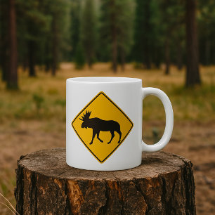 Eland Overstekend Wegbord Natuurveiligheid Koffiemok