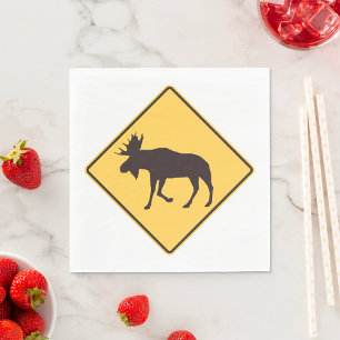 Eland Overstekend Wegbord Natuurveiligheid Servet