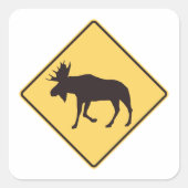 Eland Overstekend Wegbord Natuurveiligheid Vierkante Sticker (Voorkant)