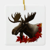 Eland Rode Esdoornbladeren Keramisch Ornament (Voorkant)