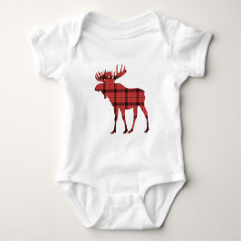 Eland Rood Geruit Tartan Patroon Kerst Vakantie Romper