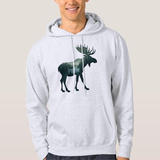 Eland Silhouet Bos Natuur Dubbele Belichting Hoodie (Voorkant)