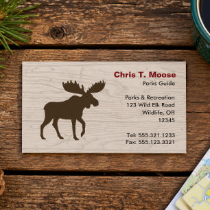 Eland Silhouet met Houten Stijl Achtergrond Visitekaartje